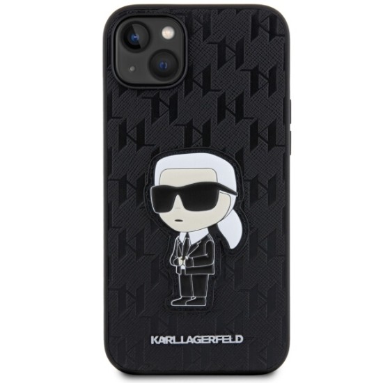 Husa pentru iPhone 14 Plus /  iPhone 15 Plus - Karl Lagerfeld Saffiano (KLHCP14MSAKHPKK) - Monogram Ikonik