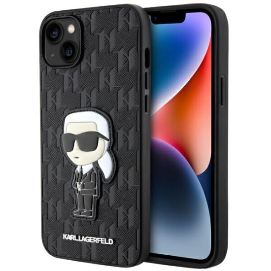 Husa pentru iPhone 14 Plus /  iPhone 15 Plus - Karl Lagerfeld Saffiano (KLHCP14MSAKHPKK) - Monogram Ikonik