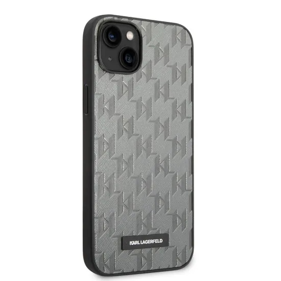 Husa pentru iPhone 14 Plus / iPhone 15 Plus - Karl Lagerfeld Saffiano (KLHCP14MSAKLHPG) - Grey Mono Metal Logo Husa pentru iPhone 14 Plus / iPhone 15 Plus - Karl Lagerfeld Saffiano (KLHCP14MSAKLHPG) - Grey Mono Metal Logo