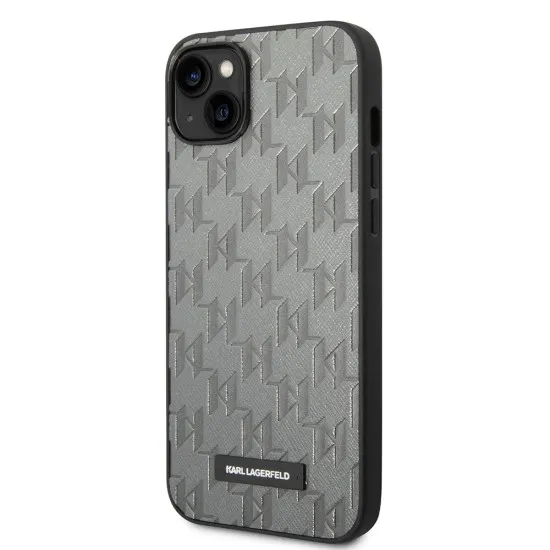 Husa pentru iPhone 14 Plus / iPhone 15 Plus - Karl Lagerfeld Saffiano (KLHCP14MSAKLHPG) - Grey Mono Metal Logo Husa pentru iPhone 14 Plus / iPhone 15 Plus - Karl Lagerfeld Saffiano (KLHCP14MSAKLHPG) - Grey Mono Metal Logo