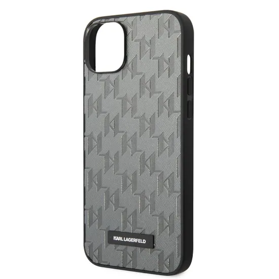Husa pentru iPhone 14 Plus / iPhone 15 Plus - Karl Lagerfeld Saffiano (KLHCP14MSAKLHPG) - Grey Mono Metal Logo Husa pentru iPhone 14 Plus / iPhone 15 Plus - Karl Lagerfeld Saffiano (KLHCP14MSAKLHPG) - Grey Mono Metal Logo