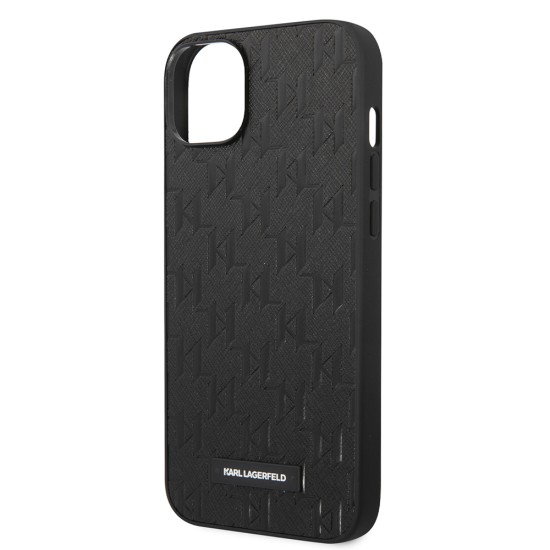 Husa pentru iPhone 14 Plus /  iPhone 15 Plus - Karl Lagerfeld Saffiano (KLHCP14MSAKLHPK) - Mono Metal Logo