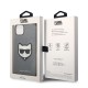 Husa pentru iPhone 14 Plus /  iPhone 15 Plus - Karl Lagerfeld Saffiano (KLHCP14MSAPCHG) - Silver Choupette Head