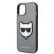 Husa pentru iPhone 14 Plus /  iPhone 15 Plus - Karl Lagerfeld Saffiano (KLHCP14MSAPCHG) - Silver Choupette Head