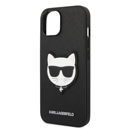 Husa pentru iPhone 14 Plus /  iPhone 15 Plus - Karl Lagerfeld Saffiano (KLHCP14MSAPCHK) - Choupette Head