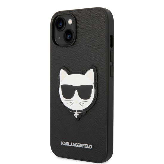 Husa pentru iPhone 14 Plus /  iPhone 15 Plus - Karl Lagerfeld Saffiano (KLHCP14MSAPCHK) - Choupette Head