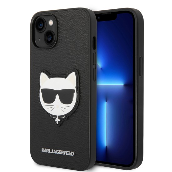 Husa pentru iPhone 14 Plus /  iPhone 15 Plus - Karl Lagerfeld Saffiano (KLHCP14MSAPCHK) - Choupette Head