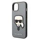 Husa pentru iPhone 14 Plus /  iPhone 15 Plus - Karl Lagerfeld Saffiano (KLHCP14MSAPKHG) - Silver Karl`s Head