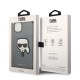 Husa pentru iPhone 14 Plus /  iPhone 15 Plus - Karl Lagerfeld Saffiano (KLHCP14MSAPKHG) - Silver Karl`s Head