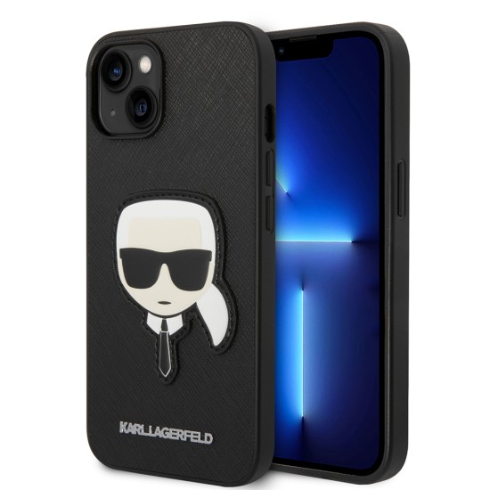 Husa pentru iPhone 14 Plus /  iPhone 15 Plus - Karl Lagerfeld Saffiano (KLHCP14MSAPKHK) - Karl`s Head