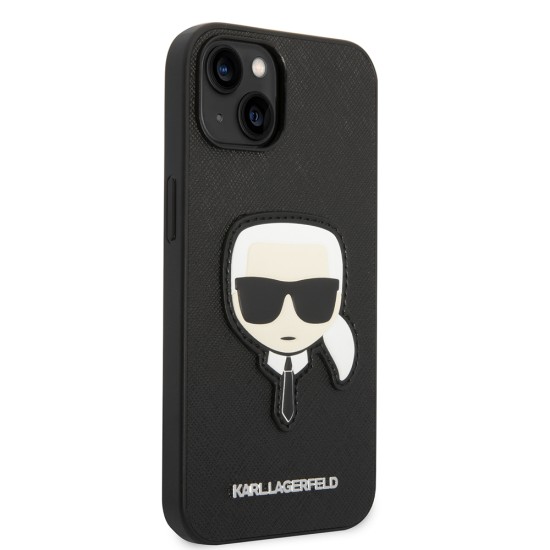 Husa pentru iPhone 14 Plus /  iPhone 15 Plus - Karl Lagerfeld Saffiano (KLHCP14MSAPKHK) - Karl`s Head