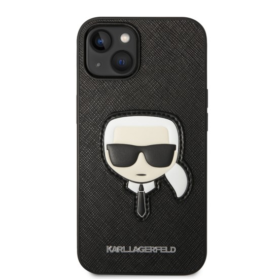 Husa pentru iPhone 14 Plus /  iPhone 15 Plus - Karl Lagerfeld Saffiano (KLHCP14MSAPKHK) - Karl`s Head