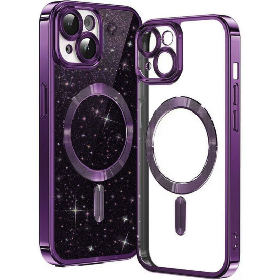 Husa pentru iPhone 14 Plus - Techsuit Luxury Glitter MagSafe - Deep Purple