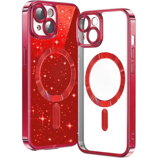 Husa pentru iPhone 14 Plus - Techsuit Luxury Glitter MagSafe - Red