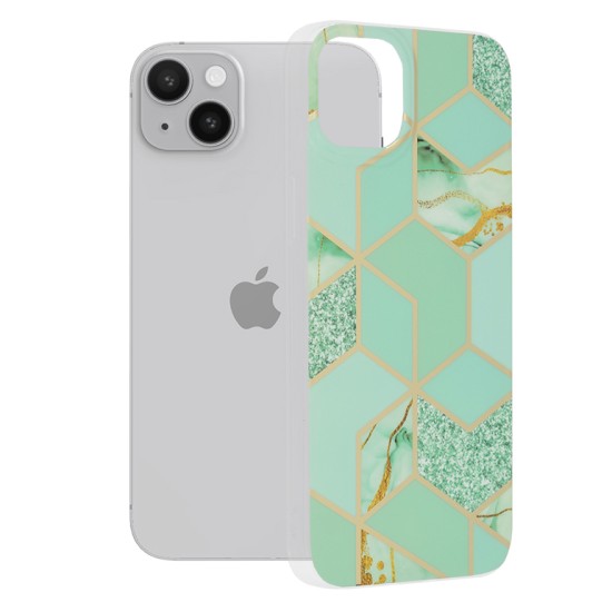 Husa pentru iPhone 14 Plus - Techsuit Marble Series - Green Hex