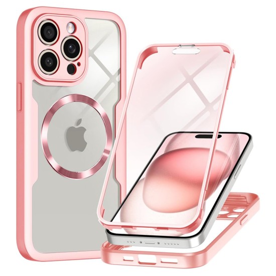 Husa pentru iPhone 14 Pro + Folie - Techsuit ColorVerse 360 MagSafe Series - Pink