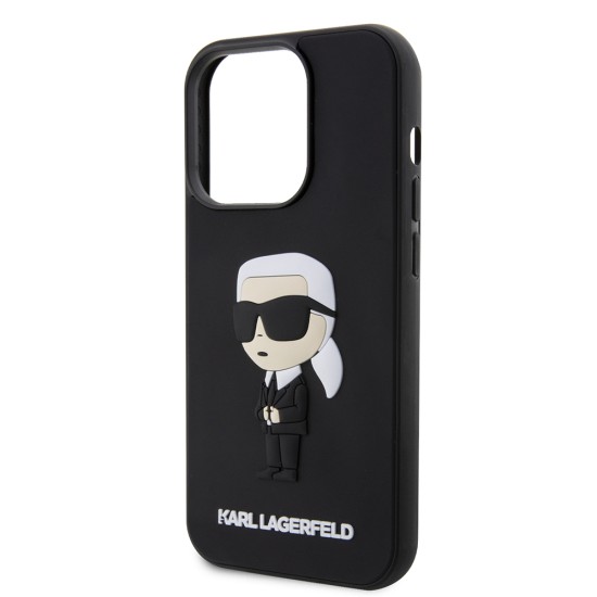 Husa pentru iPhone 14 Pro - Karl Lagerfeld 3D Design (KLHCP14L3DRKINK) - Rubber Ikonik