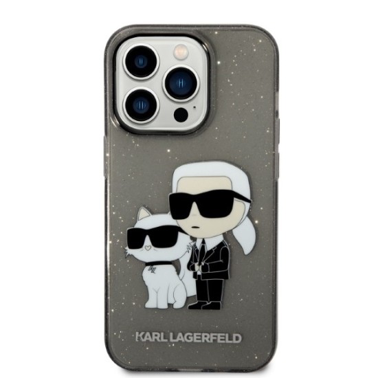 Husa pentru iPhone 14 Pro - Karl Lagerfeld Hardcase Glitter (KLHCP14LHNKCTGK) - Karl&Choupette