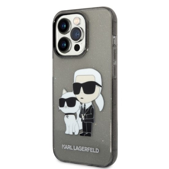 Husa pentru iPhone 14 Pro - Karl Lagerfeld Hardcase Glitter (KLHCP14LHNKCTGK) - Karl&Choupette