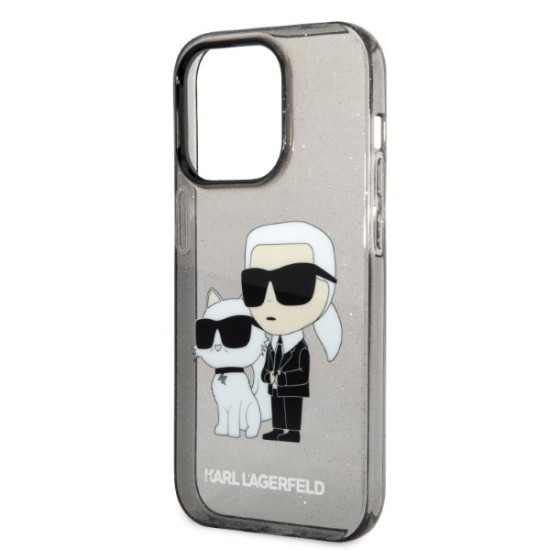 Husa pentru iPhone 14 Pro - Karl Lagerfeld Hardcase Glitter (KLHCP14LHNKCTGK) - Karl&Choupette