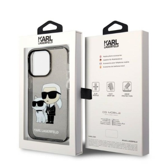 Husa pentru iPhone 14 Pro - Karl Lagerfeld Hardcase Glitter (KLHCP14LHNKCTGK) - Karl&Choupette