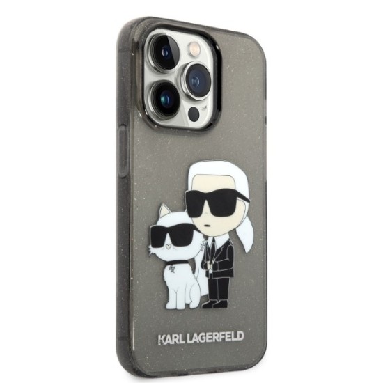 Husa pentru iPhone 14 Pro - Karl Lagerfeld Hardcase Glitter (KLHCP14LHNKCTGK) - Karl&Choupette