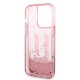 Husa pentru iPhone 14 Pro - Karl Lagerfeld Hardcase Glitter (KLHCP14LLBKLCP) - Pink Liquid Big KL