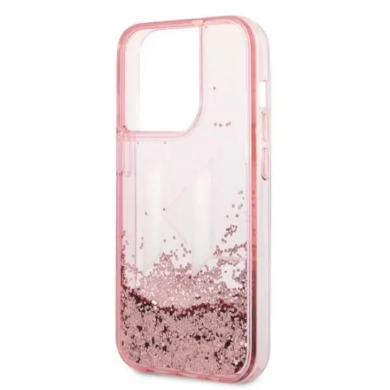 Husa pentru iPhone 14 Pro - Karl Lagerfeld Hardcase Glitter (KLHCP14LLBKLCP) - Pink Liquid Big KL Husa pentru iPhone 14 Pro - Karl Lagerfeld Hardcase Glitter (KLHCP14LLBKLCP) - Pink Liquid Big KL