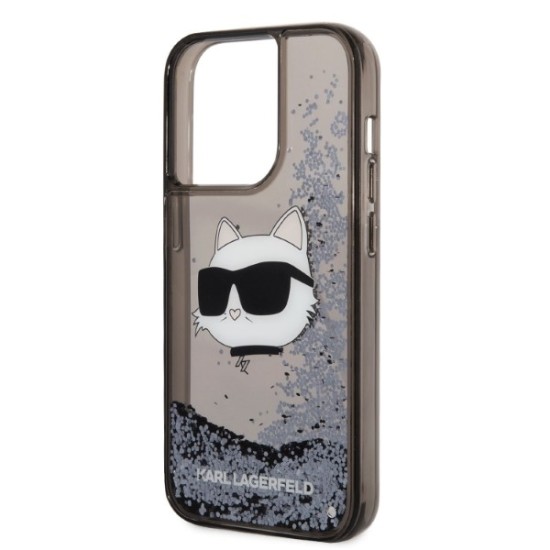 Husa pentru iPhone 14 Pro - Karl Lagerfeld Hardcase Glitter (KLHCP14LLNCHCK) - Choupette Head