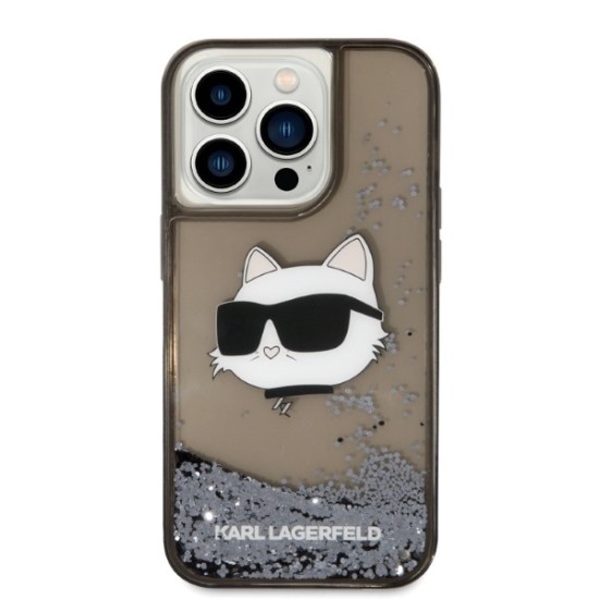 Husa pentru iPhone 14 Pro - Karl Lagerfeld Hardcase Glitter (KLHCP14LLNCHCK) - Choupette Head