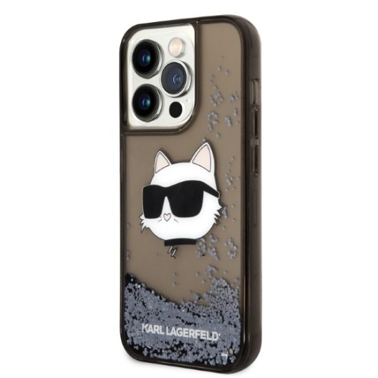 Husa pentru iPhone 14 Pro - Karl Lagerfeld Hardcase Glitter (KLHCP14LLNCHCK) - Choupette Head