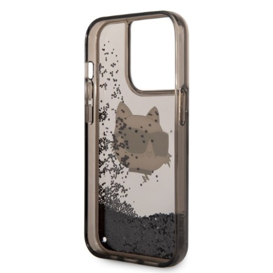 Husa pentru iPhone 14 Pro - Karl Lagerfeld Hardcase Glitter (KLHCP14LLNCHCK) - Choupette Head