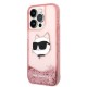 Husa pentru iPhone 14 Pro - Karl Lagerfeld Hardcase Glitter (KLHCP14LLNCHCP) - Pink Choupette Head