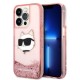 Husa pentru iPhone 14 Pro - Karl Lagerfeld Hardcase Glitter (KLHCP14LLNCHCP) - Pink Choupette Head