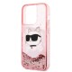 Husa pentru iPhone 14 Pro - Karl Lagerfeld Hardcase Glitter (KLHCP14LLNCHCP) - Pink Choupette Head