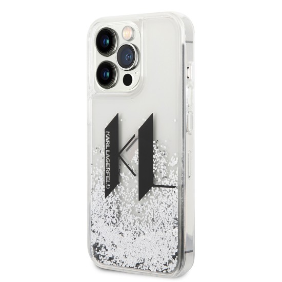 Husa pentru iPhone 14 Pro - Karl Lagerfeld Hardcase Liquid Glitter (KLHCP14LLBKLCS) - Big KL