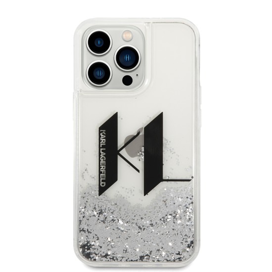 Husa pentru iPhone 14 Pro - Karl Lagerfeld Hardcase Liquid Glitter (KLHCP14LLBKLCS) - Big KL