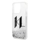 Husa pentru iPhone 14 Pro - Karl Lagerfeld Hardcase Liquid Glitter (KLHCP14LLBKLCS) - Big KL