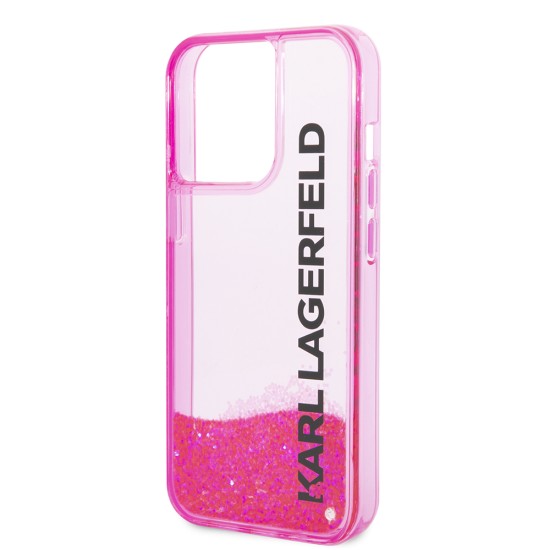 Husa pentru iPhone 14 Pro - Karl Lagerfeld Hardcase Liquid Glitter (KLHCP14LLCKVF) - Pink Elong