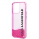 Husa pentru iPhone 14 Pro - Karl Lagerfeld Hardcase Liquid Glitter (KLHCP14LLCKVF) - Pink Elong