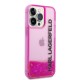 Husa pentru iPhone 14 Pro - Karl Lagerfeld Hardcase Liquid Glitter (KLHCP14LLCKVF) - Pink Elong