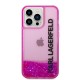 Husa pentru iPhone 14 Pro - Karl Lagerfeld Hardcase Liquid Glitter (KLHCP14LLCKVF) - Pink Elong