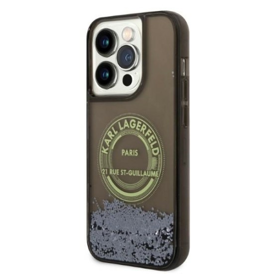 Husa pentru iPhone 14 Pro - Karl Lagerfeld Hardcase Liquid Glitter (KLHCP14LLCRSGRK) - RSG