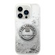 Husa pentru iPhone 14 Pro - Karl Lagerfeld Hardcase Liquid Glitter (KLHCP14LLCRSGRS) - Silver RSG