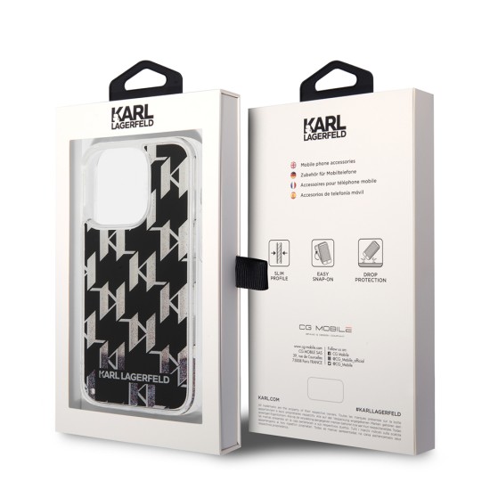 Husa pentru iPhone 14 Pro - Karl Lagerfeld Hardcase Liquid Glitter (KLHCP14LLMNMK) - Monogram