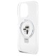 Husa pentru iPhone 14 Pro - Karl Lagerfeld Hardcase Ring Stand MagSafe (KLHMP14LHMRSKCH) - White Karl&Choupette