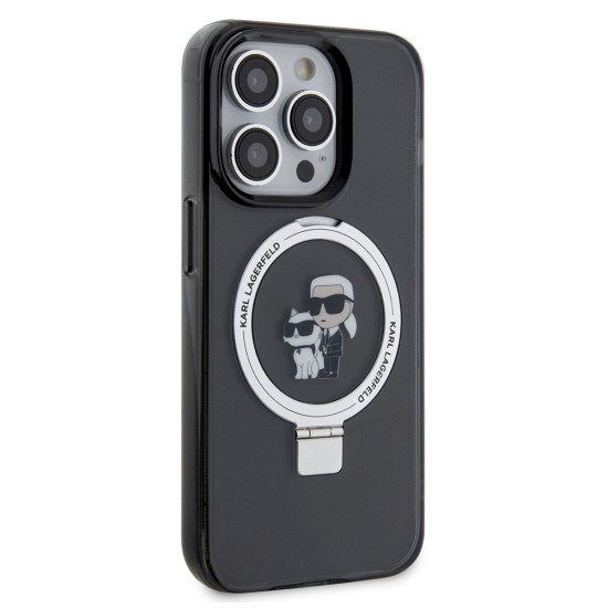 Husa pentru iPhone 14 Pro - Karl Lagerfeld Hardcase Ring Stand MagSafe (KLHMP14LHMRSKCK) - Karl&Choupette