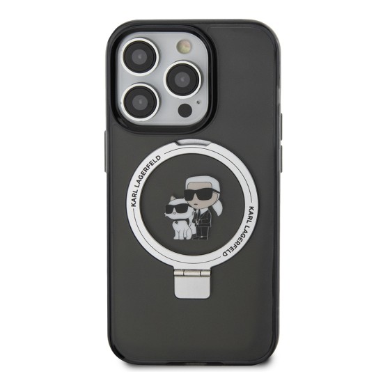 Husa pentru iPhone 14 Pro - Karl Lagerfeld Hardcase Ring Stand MagSafe (KLHMP14LHMRSKCK) - Karl&Choupette