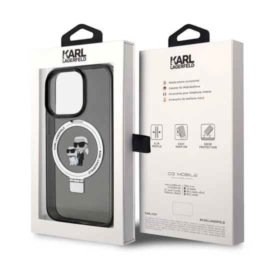 Husa pentru iPhone 14 Pro - Karl Lagerfeld Hardcase Ring Stand MagSafe (KLHMP14LHMRSKCK) - Karl&Choupette Husa pentru iPhone 14 Pro - Karl Lagerfeld Hardcase Ring Stand MagSafe (KLHMP14LHMRSKCK) - Karl&Choupette