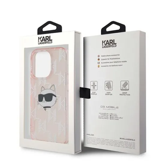 Husa pentru iPhone 14 Pro - Karl Lagerfeld IML Luxury (KLHCP14LHKLPCHP) - Pink Choupette Head&Monogram Husa pentru iPhone 14 Pro - Karl Lagerfeld IML Luxury (KLHCP14LHKLPCHP) - Pink Choupette Head&Monogram